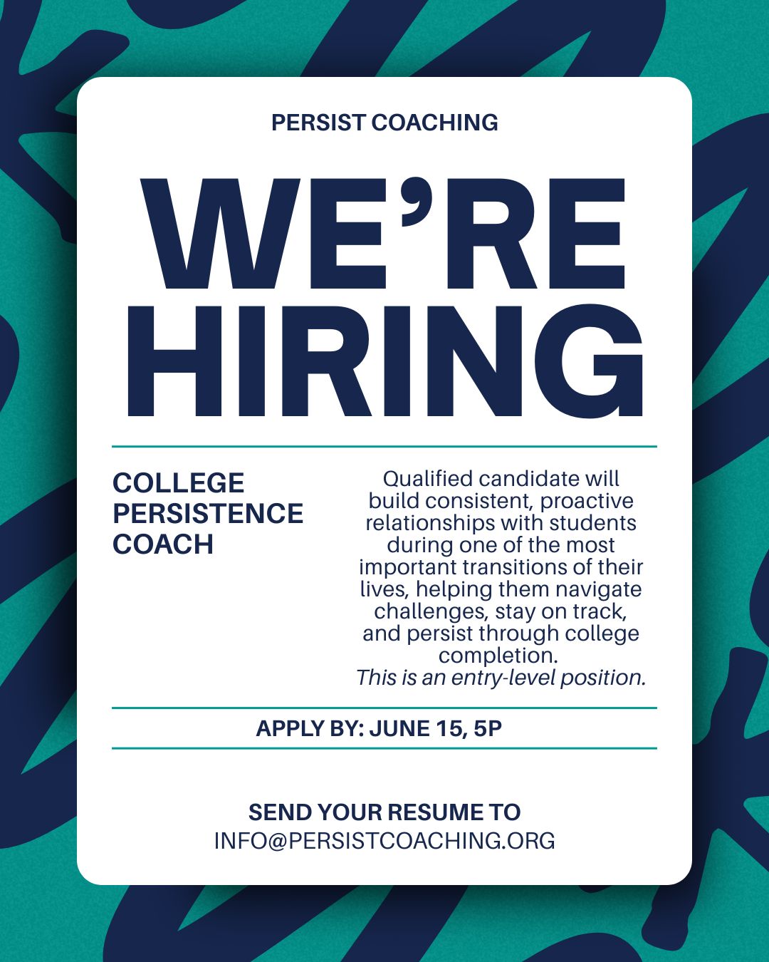 We're Hiring - Coach